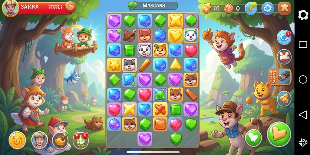 Gameplay seru dengan tantangan mencocokkan permata.