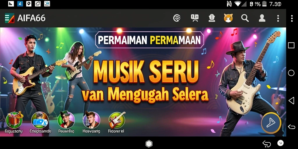 Screenshot AIFA66 menunjukkan pemain menikmati permainan musik yang interaktif.