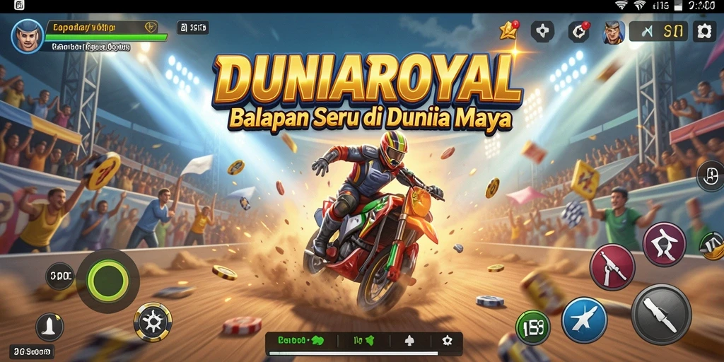Tampilan gameplay balapan yang mendebarkan di DUNIAROYAL.