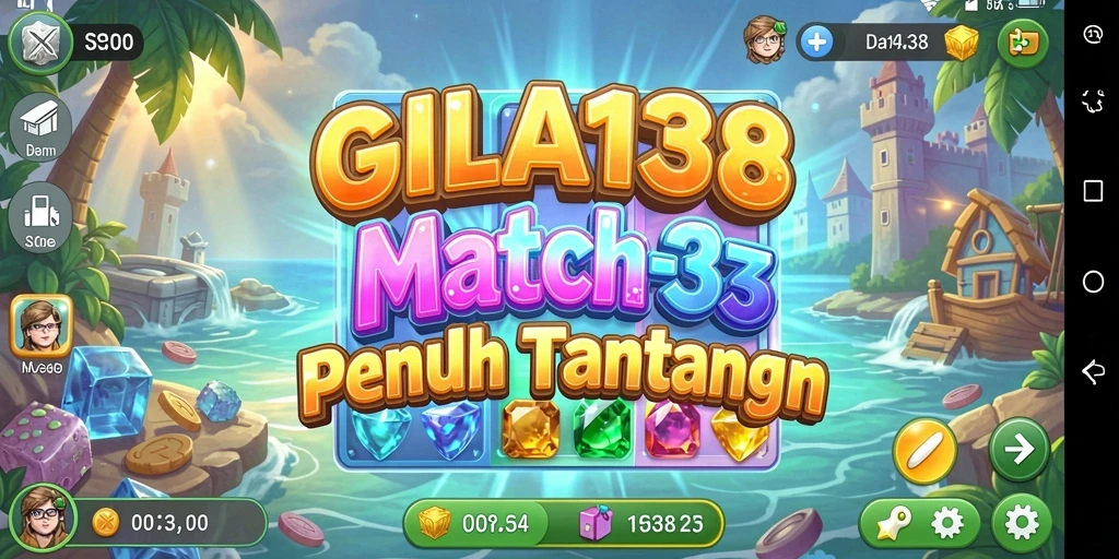 Screenshot GILA138 menampilkan aksi mencocokkan simbol Match-3 yang seru.