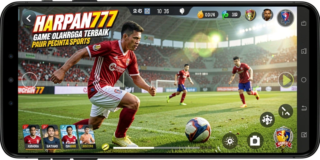 Screenshot menunjukkan aksi seru dalam pertandingan olahraga di HARAPAN777.