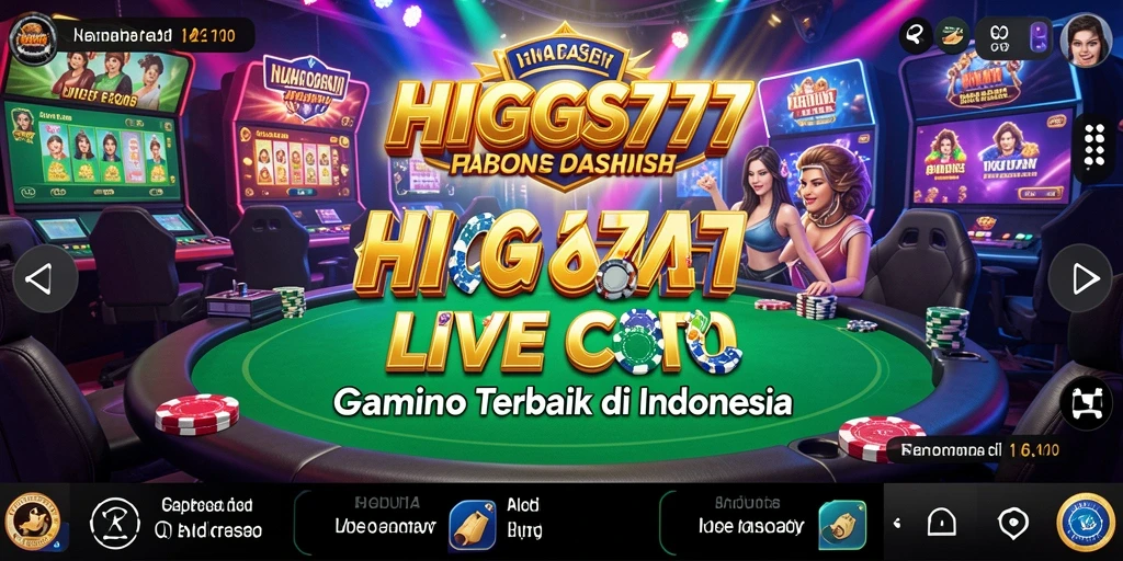 Tampilan gameplay HIGGS777 dengan dealer langsung dan suasana kasino.