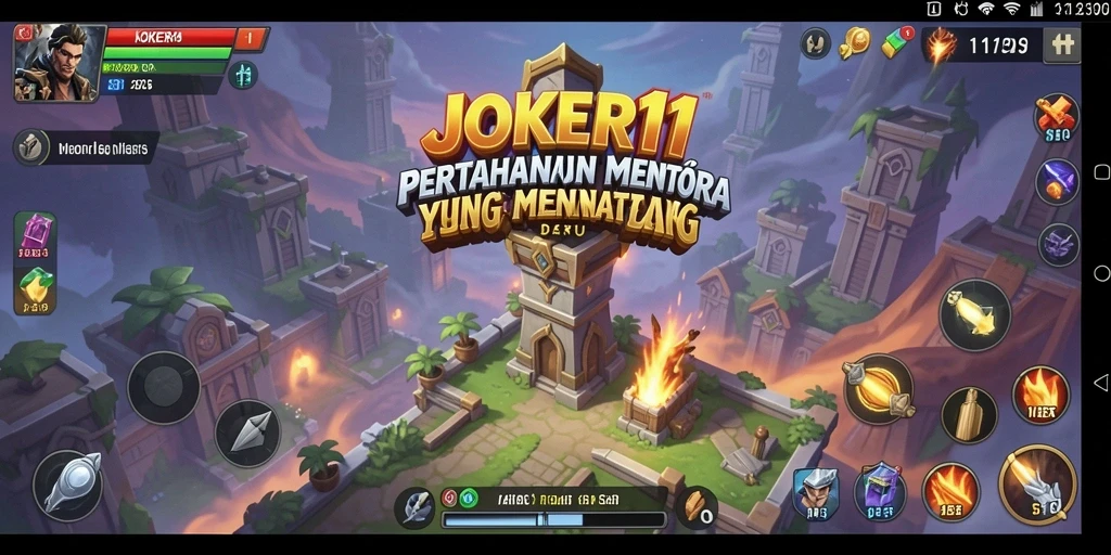 Screenshot utama JOKER11 menunjukkan aksi pertahanan menara yang mendebarkan.