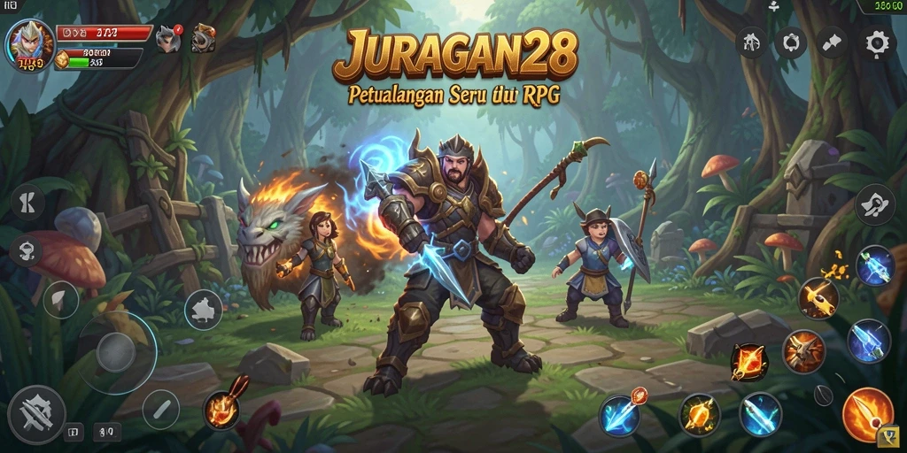 Screenshot gameplay JURAGAN28 menampilkan aksi mendebarkan dalam pertempuran RPG.