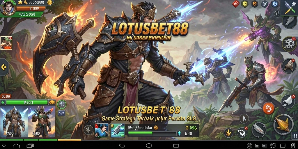 Screenshot utama menampilkan pertempuran strategis dalam LOTUSBET88.
