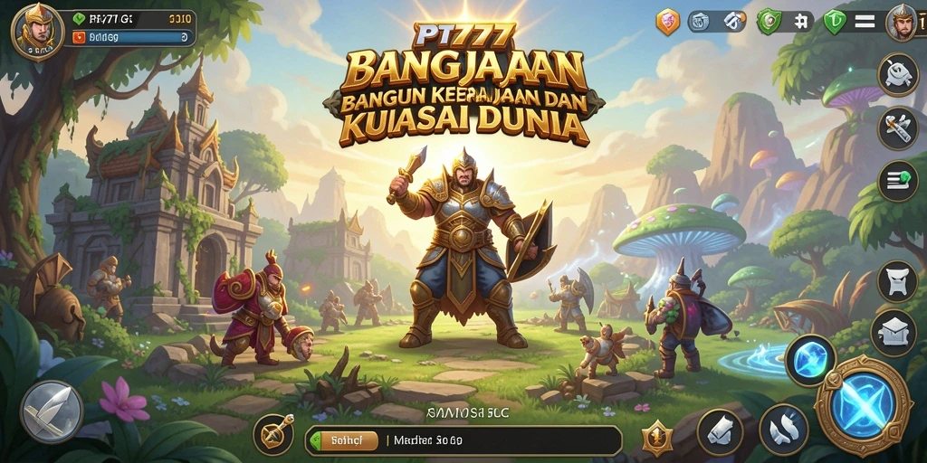 Gameplay PT777 menampilkan pembentukan kerajaan dan pertempuran yang menegangkan.