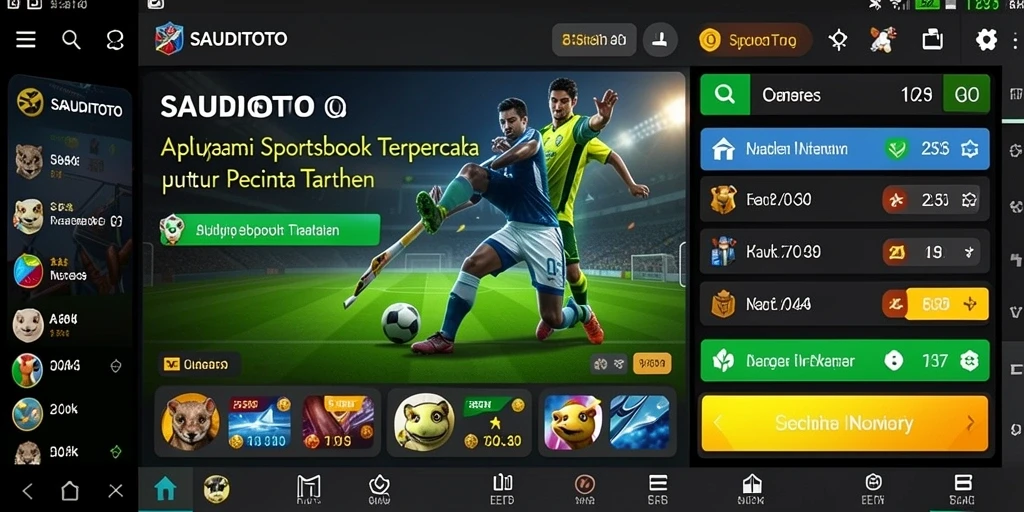 Screenshot utama SAUDITOTO menampilkan antarmuka taruhan olahraga yang menarik.