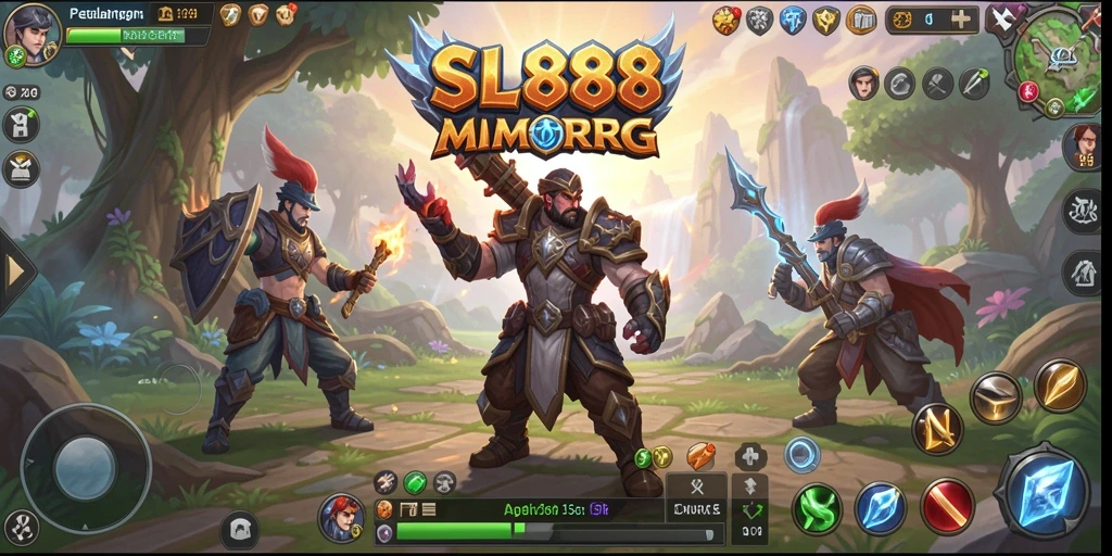 Tampilan gameplay SL888 menunjukkan aksi pertempuran langsung di dunia MMORPG.