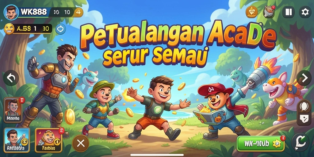 Gameplay seru dalam WK888 dengan tantangan Arcade yang menarik.